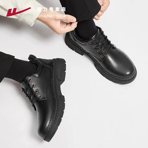 回力皮鞋男款秋冬新款英伦上班休闲男鞋商务男士结婚黑色德比鞋子 商品图0