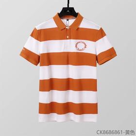 条纹撞色POLO衫短袖夏季刺绣翻领半袖t恤男款   XLM-CK8686861*