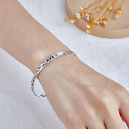 【限时8.8折】【线上铂金馆】PT950 【国际铂金协会】铂金空心(面宽约3.7-4.2mm)螺丝纹链条时尚固口手镯(BSZ00031)（预售4-7天发货，一经下单不支持退款） 商品图4