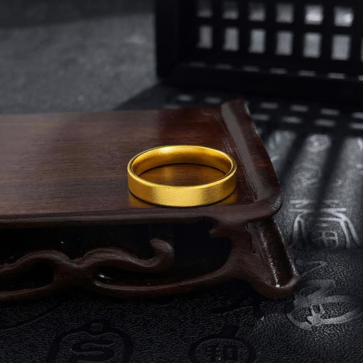 【限时克减150元】足金999.9 古法光圈素圈宽面戒指（面宽约3.9-4.3mm，厚约1.5mm）(GFJZW00099-02)（预售产品下单后不退款不退货不换货不补差价 商品图1