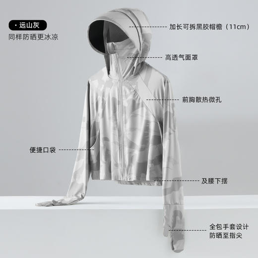 百媚生 UPF50+冰丝原纱防晒衣女夏季黑胶户外防紫外线WN992332 商品图7