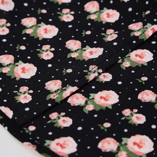 QF863斯尔丽2025夏季新款法式浪漫立体手工盘花腰间收褶显瘦碎花连衣裙 商品图8