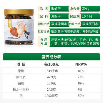 绿帝 海产干货 蚝干 牡蛎干 海蛎干 208g /粮油调味 /南北干货 /鱼虾贝藻类干货 商品图5