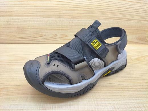 夏季新品豪行14262502纯牛皮平底男士休闲沙滩鞋包头凉鞋 商品图1