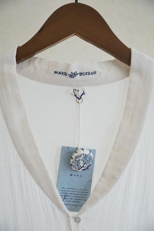 MAKU textiles｜丝棉v领高腰线连衣裙 商品图12