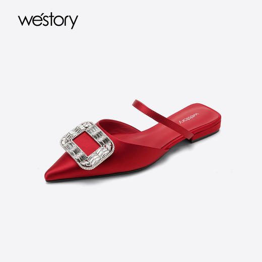 Westory2025年夏季包头拖鞋低跟尖头空凉鞋W25AH59501 商品图2