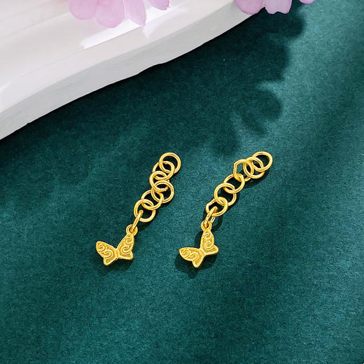 【限时克减150元】足金999 #九紫离火 （两件均有成色字印）古法实心蝴蝶吊饰调节尾链加长链Diy手串配件/2件(AKGFSC00632)（预售产品下单后不退款不退货不换货不补差价） 商品图1