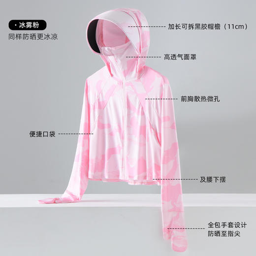 百媚生 UPF50+冰丝原纱防晒衣女夏季黑胶户外防紫外线WN992332 商品图6