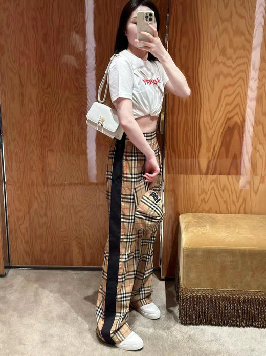 巴宝莉 25早春黑边格纹长裤（TM） 商品图5