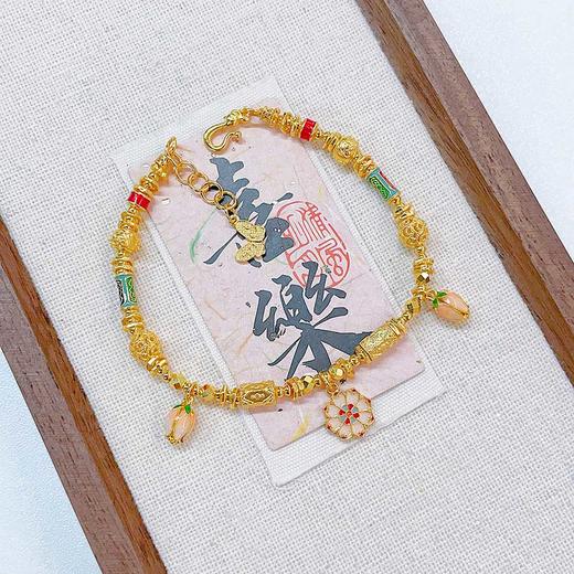 【限时克减150元】足金999 #繁华似锦 #低温珐琅 古法空心金花朵朵福运满满快乐永随珐琅手链（内里为无弹力棉线）(AEQGFSL00336)（预售产品下单后不退款不退货不换货不补差价） 商品图2