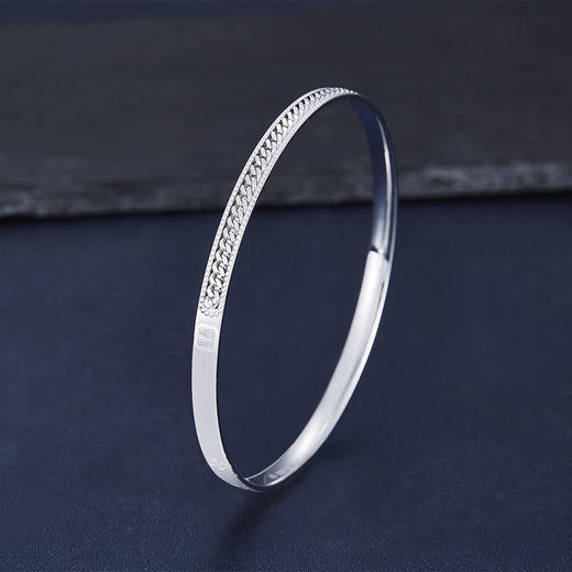 【限时8.8折】【线上铂金馆】PT950 【国际铂金协会】铂金空心(面宽约3.7-4.2mm)螺丝纹链条时尚固口手镯(BSZ00031)（预售4-7天发货，一经下单不支持退款） 商品图2