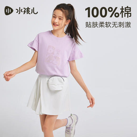 水孩儿童装女童纯棉短袖夏季新款T恤中大童简约上衣 商品图2