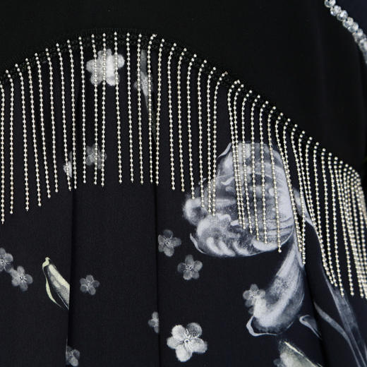 QF833斯尔丽25新款法式浪漫荷叶边腰间流苏显高显瘦散大摆碎花连衣裙 商品图8