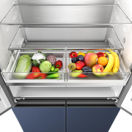 【TCL冰箱】 552升风冷无霜冰箱 超薄平嵌 -40℃深冷锁鲜 双净味 陶瓷蓝轻奢面板 R522P16-UQS瓷釉蓝 商品图5