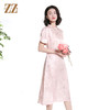 佐尔美夏季新款新中式国风碎花桑蚕丝短袖连衣裙女M42LS83 商品缩略图2