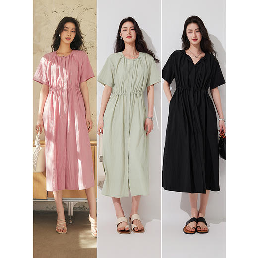 棉仓353616024-初棉抽皱感连衣裙收腰 商品图4