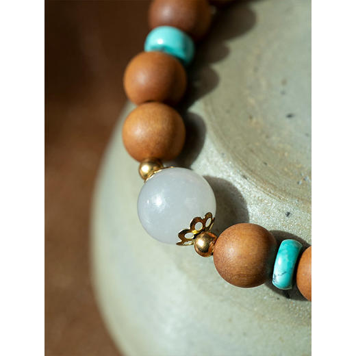 牧衣游 老山檀绿松石和田玉手串 云悟希【不支持会员折】 商品图3