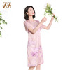 佐尔美夏季新款时尚气质碎花桑蚕丝短袖连衣裙女M42LS81 商品缩略图3