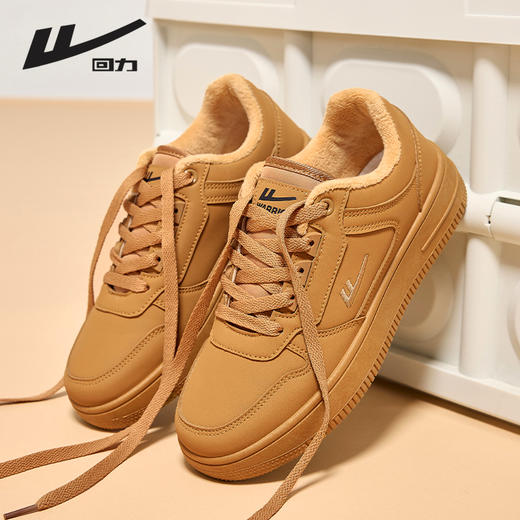 回力男鞋板鞋小麦色冬季新款美拉德鞋子男款加绒加厚棉鞋情侣鞋 商品图0