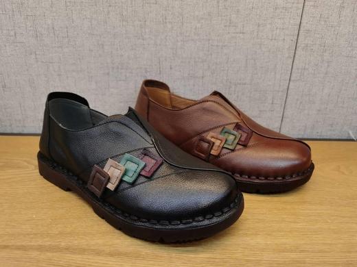 豪行春季新款22192166真皮牛皮复古休闲低跟女鞋单鞋 商品图0