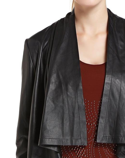 A1121582P02   玛丝菲尔Marisfrolg 黑色时尚百搭长袖皮衣 商品图3