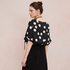 QF255斯尔丽25新款法式复古波点廓形不规则下摆腰带可变项链宽松上衣 商品缩略图1