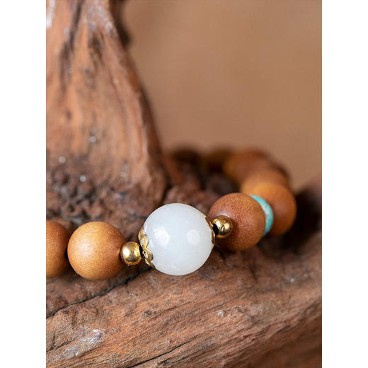 牧衣游 老山檀绿松石和田玉手串 云悟希【不支持会员折】 商品图1