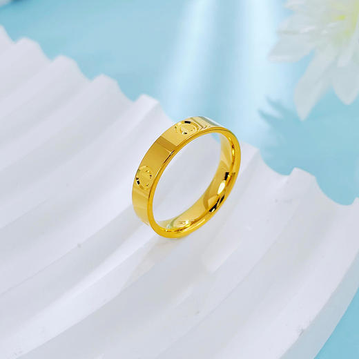 【限时克减150元】足金999 #520快乐 #怦然心动 5G黄金实心固口戒指爱心心形形图案戒指圈戒(BE5GJZ00237)预售产品下单后不退款不退货不换货不补差价 商品图1