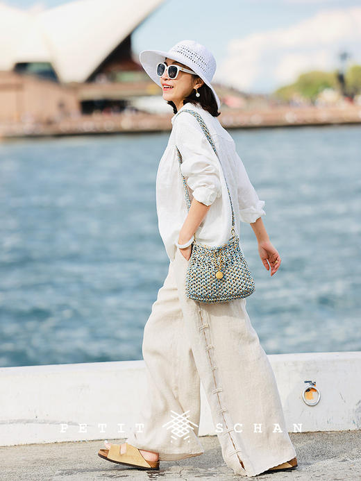 PETIT SCHAN小闪 CLO#807 Haze Wanderer 烟霞裁浪客 日本进口纯亚麻定位绣花一字盘扣直筒裤 商品图1