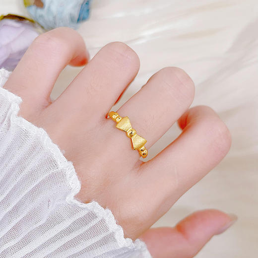 【限时克减150元】足金999 #在逃公主  实心活口戒指砂面公主蝴蝶结圈戒(AUQJZ00041)预售产品下单后不退款不退货不换货不补差价 商品图0