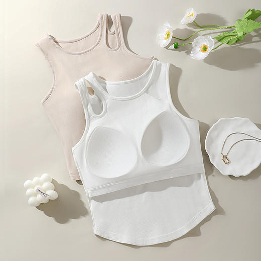 【带胸垫免穿文胸】夏季设计感时尚镂空显瘦吊带背心打底内搭外穿  朗风舒晴 商品图8