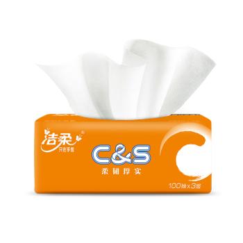 洁柔抽纸 阳光橙3层100抽*48包  量贩装面巾纸 整箱 /家庭清洁/纸品 /清洁纸品 /抽纸 商品图4
