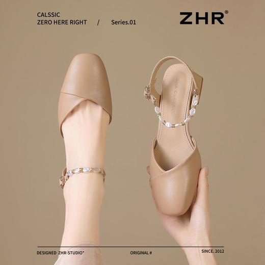 ZHR则则法式包头凉鞋女粗跟夏季仙女风浅口玛丽珍鞋软底凉鞋女 商品图8