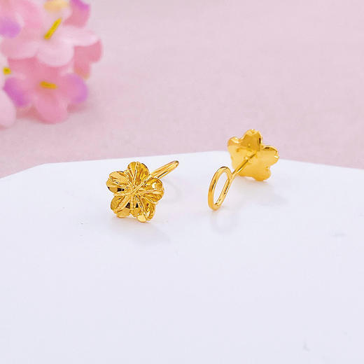 【限时克减150元】足金999 (足金999字印)5G黄金绕线紫荆花樱花小金花耳饰耳钉(5GES00835)预售产品下单后不退款不退货不换货不补差价 商品图1
