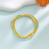 【限时7.5折】【定价黄金】足金 3D硬金空心清新仿绿松石三圈幸运手串圆珠弹力绳成品手串(AK3DSC00036)（预售产品下单后不退款不退货不换货不补差价） 商品缩略图2
