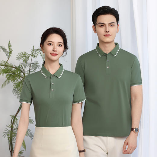 男女同款冰瓷棉棉中贵族平纹索罗那索罗纳纯色拼色翻领短袖polo衫302/301/2308/25008/25009 商品图13