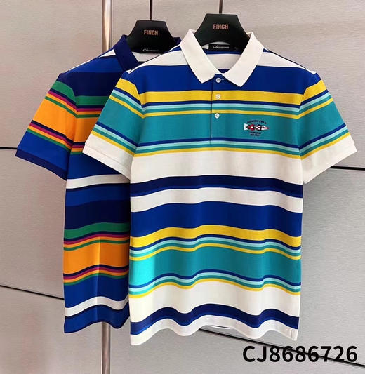 保罗Polo衫短袖T恤纯棉男高端翻领条纹体恤休闲男装  XLM-CJ8686726* 商品图0