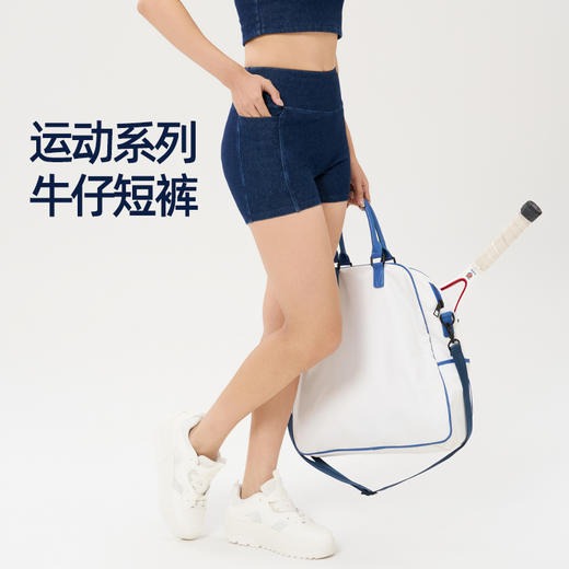 iyoga 运动女孩必备！立体提臀 透气不闷汗 高腰收腹牛仔三分裤k3-010 商品图5