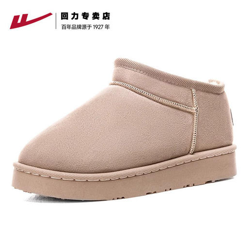 回力雪地靴女款2024新款冬季加绒保暖短靴东北面包鞋子女厚底棉鞋 商品图1