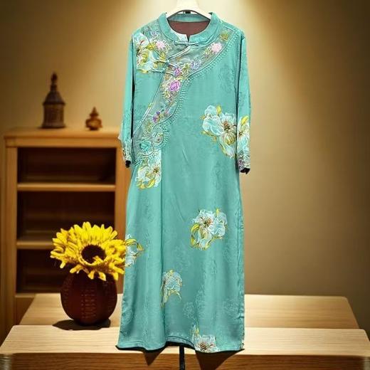 雀说新款改良旗袍裙子老料复古国风刺绣中长款连衣裙AL 商品图2