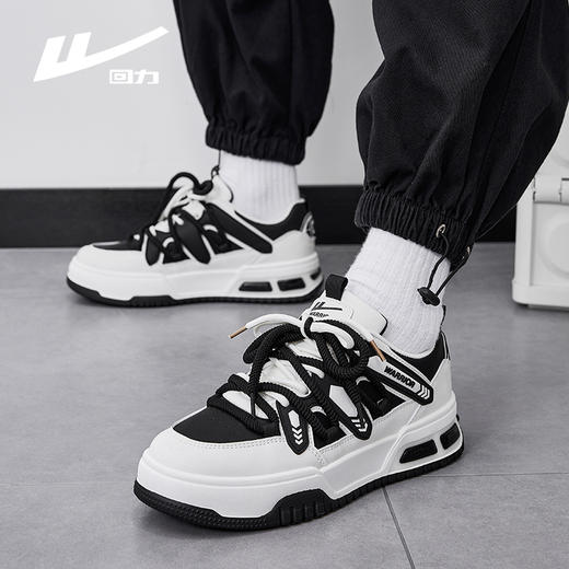 回力男式黑白板鞋春季新款运动鞋厚底小白鞋学生情侣百搭休闲运动 商品图2