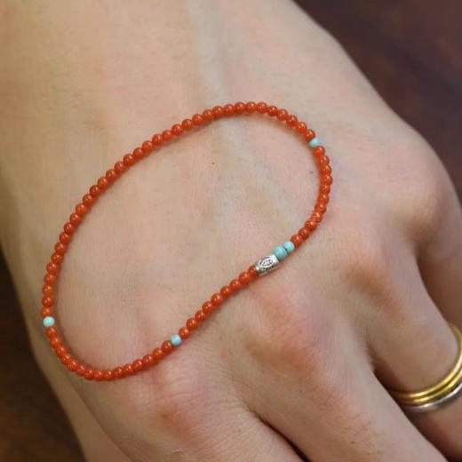 六鑫珠宝 天然南红极细小米珠2mm手串 柿子红国风 商品图5