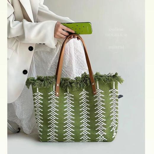 雀说 条纹流苏大容量百搭包帆布包托特包 商品图2