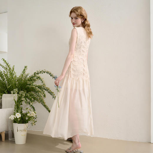 【度假欧若风】法式浪漫拼接蕾丝网纱裙女夏季波纹连衣裙H0050817 商品图4