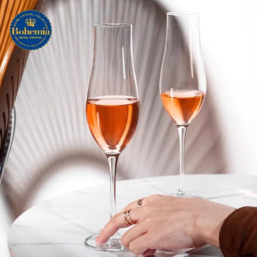 捷克BOHEMIA进口水晶玻璃北欧香槟高脚杯ins创意聚香家用高档酒杯莉莫萨香槟杯300ml*6 商品图1
