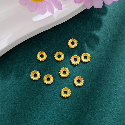 【限时7.5折】【定价黄金】足金999 （无成色字印）古法实心隔片小金片手串配件Diy手串配件/10件(AKGFSC00637)预售产品下单后不退款不退货不换货不补差价 商品图0