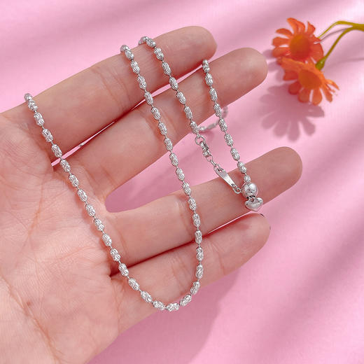 【限时8.8折】【线上铂金馆】PT950 【国际铂金协会】铂金抽拉调节筒珠项链钻石链项链（宽约1.8-1.9mm）(BXL00211)(预售4-7天发货，一经下单不支持退款) 商品图3