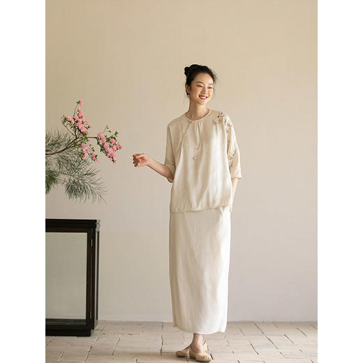 牧衣游原创 重磅双宫绸手工刺绣桑蚕丝套头衫复古真丝上衣 山外曲 商品图2