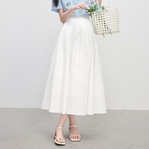 【夏日新品】熙世界黑色百褶半身裙女春夏2025年新款通勤百搭中长款a字裙伞裙 商品图2