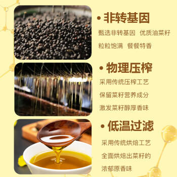 道道全【保真菜籽油】食用油 醇香菜籽油 物理压榨非转基因 5L*1桶 /粮油调味 /食用油 /菜籽油 商品图3